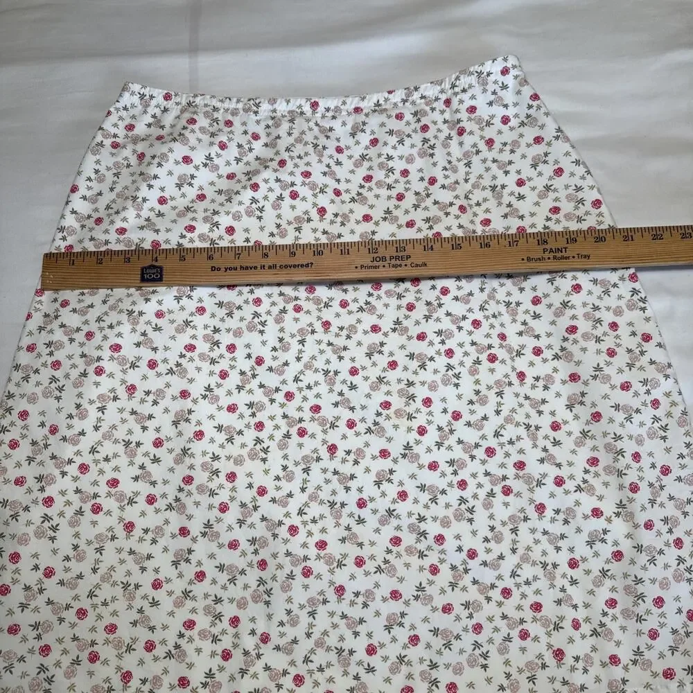 Hanna Anderson Ivory Floral Rose Skirt 100% Cotton Layered Lined Womens 12 EUC